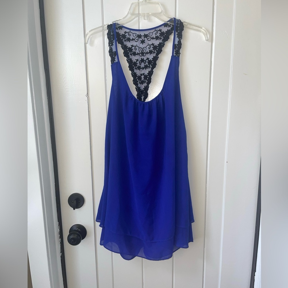 Blue Sheer Tank Top In Bloom Size L